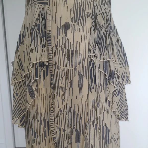 Chic Beige and Blue Strappy Mini Dress - Picture 6 of 6